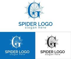 bokstaven g spindelnät logotyp design vektor mall