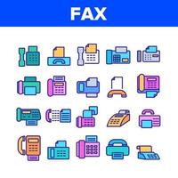 Symbole für Faxdruckersammlungselemente setzen Vektor