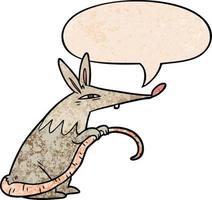Cartoon hinterhältige Ratte und Sprechblase im Retro-Textur-Stil vektor