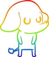 Regenbogen-Gradientenlinie zeichnet niedlichen Cartoon-Elefanten vektor