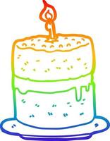Regenbogen-Gradientenlinie Zeichnung Cartoon-Kuchen vektor