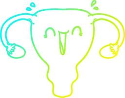 kalte Gradientenlinie Zeichnung Cartoon glückliche Gebärmutter vektor