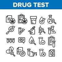 Symbole für Drogentest-Sammlungselemente setzen Vektor