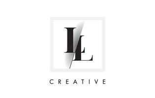 ll Serifenbuchstaben-Logo-Design mit kreativem Schnitt. vektor