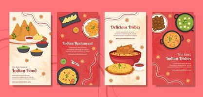 indisches essen restaurant social media geschichten vorlage flache cartoon hintergrund vektorillustration vektor