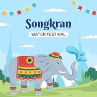 songkran festival dag bakgrund mall tecknad vektorillustration vektor