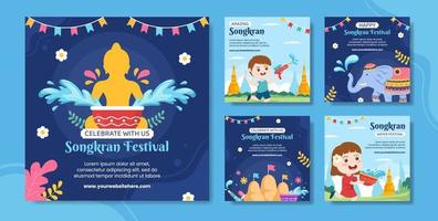 songkran festival tag social media post vorlage cartoon hintergrund vektor illustration