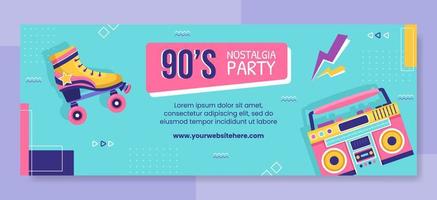 90-talet retro party cover mall platt tecknad bakgrund vektorillustration vektor