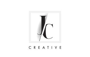 jc Serif-Logo-Design mit kreativem Schnitt. vektor