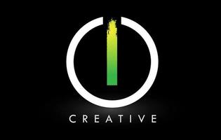 Ich grün-weißer Pinselbuchstabe Logo-Design. kreative gebürstete Buchstaben Symbol Logo. vektor