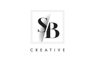 sb Serif Letter Logo Design mit kreativem Schnitt. vektor