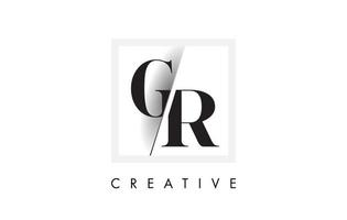 gr Serif Letter Logo Design mit kreativem Schnitt. vektor