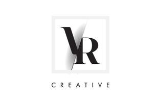 vr serif-bokstavslogotypdesign med kreativ skärning. vektor