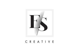 Es-Serif-Logo-Design mit kreativem Schnitt. vektor