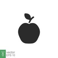 äpple ikon. enkel solid stil. frukt med blad symbol. glyph vektorillustration isolerad på vit bakgrund. eps 10. vektor