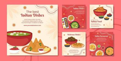 indisk mat restaurang sociala medier post mall platt tecknad bakgrund vektorillustration vektor
