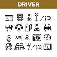 Fahrer Sammlung Auto Elemente Symbole Set Vektor
