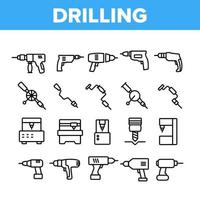 Sammlungsikonen der Bohrausrüstung stellten Vektor ein