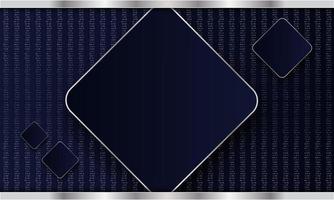 Luxushintergrund, moderner, dunkelblauer Hintergrund mit silberner Umrissdekoration, quadratischer Rahmen vektor