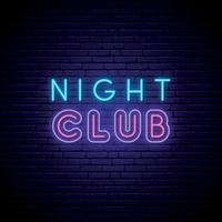 Nachtclub-Leuchtreklame. leuchtendes Neon-Nachtclub-Emblem. vektor