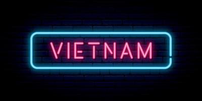 vietnam neonskylt. starkt ljus skylt. vektor