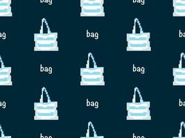 väska seriefigur seamless mönster på blå bakgrund. pixel stil vektor