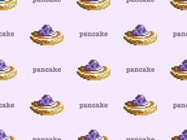 pannkaka seriefigur seamless mönster på lila bakgrund. pixel stil vektor