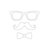 kalkylblad för mustasch, fluga och glasögon för barn vektor