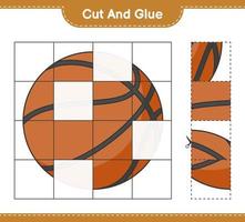 klipp och limma, skär delar av basket och limma dem. pedagogiskt barnspel, utskrivbart kalkylblad, vektorillustration vektor