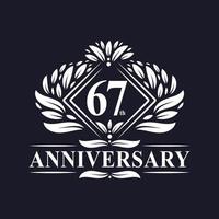 67 års jubileumslogga, lyxig blommig 67-års logotyp. vektor