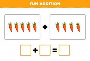 utbildning spel för barn roligt tillägg genom att räkna tecknade grönsaker morot bilder kalkylblad vektor