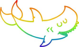 Regenbogen-Gradientenlinie Zeichnung Cartoon Hai vektor