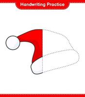Handschrift üben. Verfolgen von Linien der Weihnachtsmütze. pädagogisches kinderspiel, druckbares arbeitsblatt, vektorillustration vektor