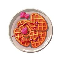 cartoon dreieckige waffeln mit himbeeren und marmelade. vektor