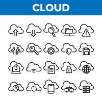 Sammlung Cloud-Service-Zeichen-Icons Set Vektor