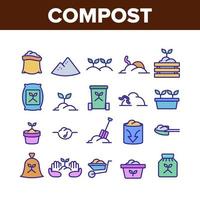 kompost marken jord samling ikoner set vektor