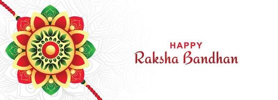 glad raksha bandhan på dekorativ rakhi festival banner bakgrund vektor