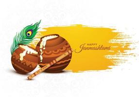 schöne illustration von dahi handi für hindu-festival shree krishna janmashtami kartenhintergrund vektor