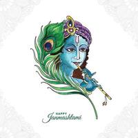 indisches hinduistisches fest des janmashtami feierkartenhintergrundes vektor