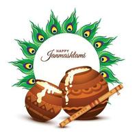 indisches festival von janmashtami feierkartenhintergrund vektor