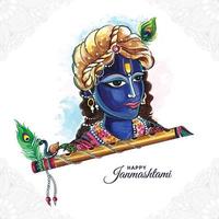 glad janmashtami festival i Indien lord krishna vacker kortdesign vektor