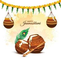 indisches festival von janmashtami feierkartenhintergrund vektor