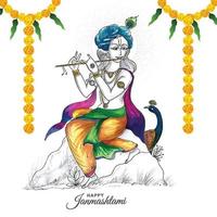 shree krishna janmashtami festival feiertagskartenhintergrund vektor