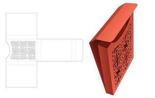 zinnverpackung mit schabloniertem muster, gestanzte vorlage und 3d-modell vektor