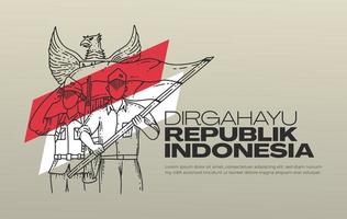 Banner zum indonesischen Unabhängigkeitstag mit Pahlawan-Illustration vektor