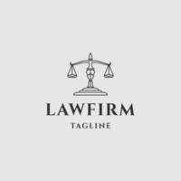 Anwaltskanzlei-Logo-Design. flacher vektor der anwalts- oder gerechtigkeitsdesignschablone