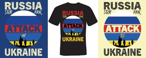 russland stoppen sie ihren angriff auf das ukraine-t-shirt-design vektor