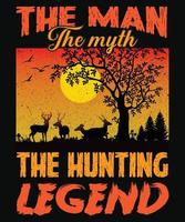 mannen myten jaktlegenden t-shirtdesign för jakt vektor