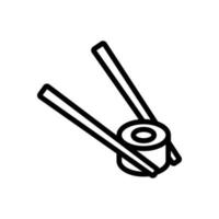 Essstäbchen mit Sushi-Rolle Symbol Vektor Umriss Illustration