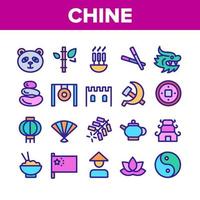 Kina samling nation element ikoner set vektor